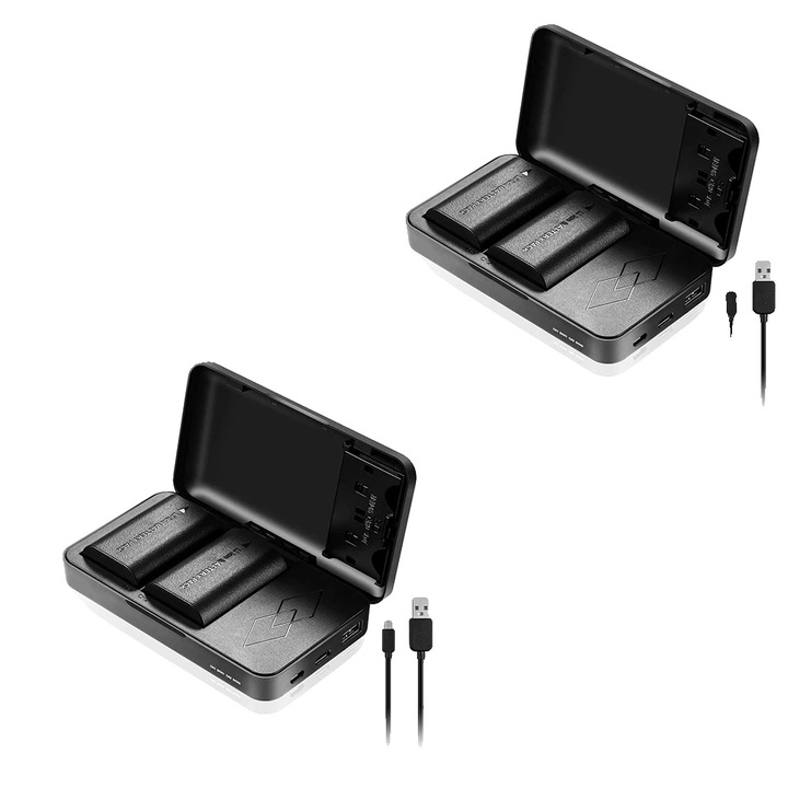 Baterii pentru camera, set 2 buc, carcasa de incarcare, 2300mAh, compatibile LP-E6 / LP-E6N, incarcare rapida