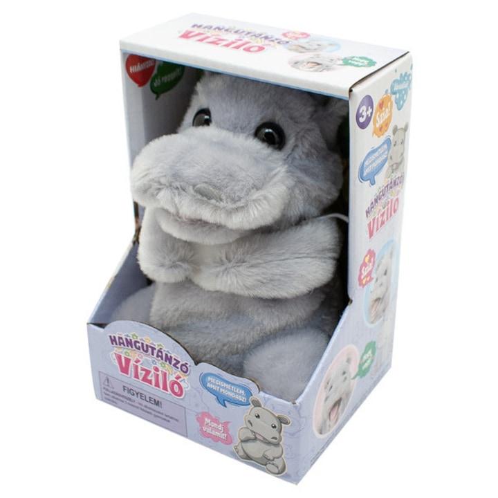 Jucarie de pluș Hipopotam Animagic, interactiv, sunete, 35x20cm