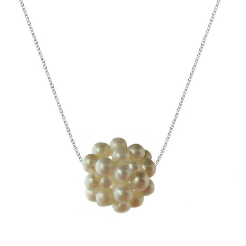 Colier Argint Bulgaras Perle Naturale Albe