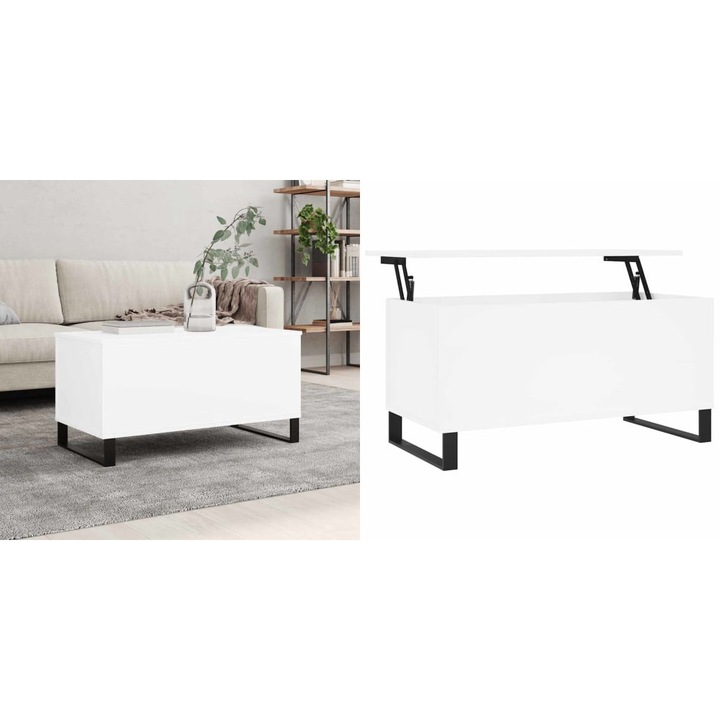 Masuta de cafea, alb, 90x44, 5x45 cm, lemn compozit