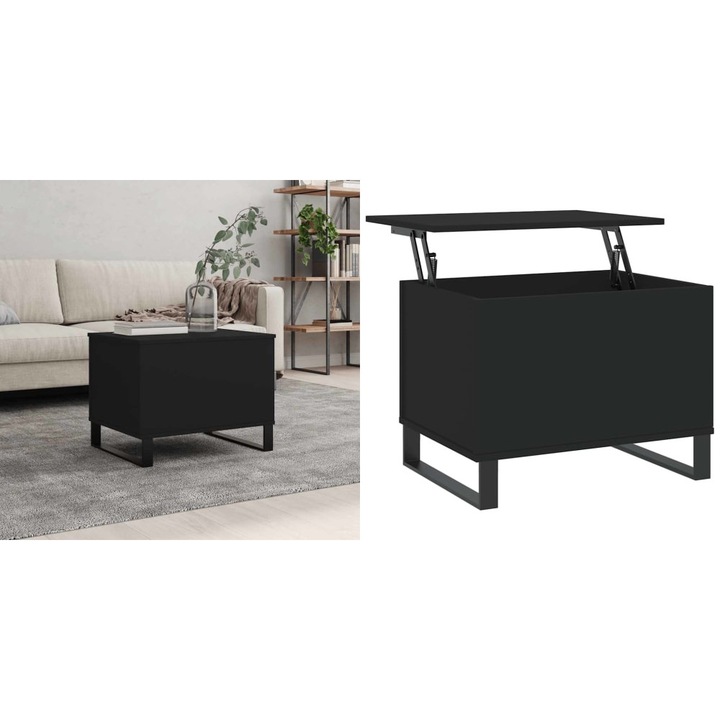 Masuta de cafea, negru, 60x44, 5x45 cm, lemn prelucrat