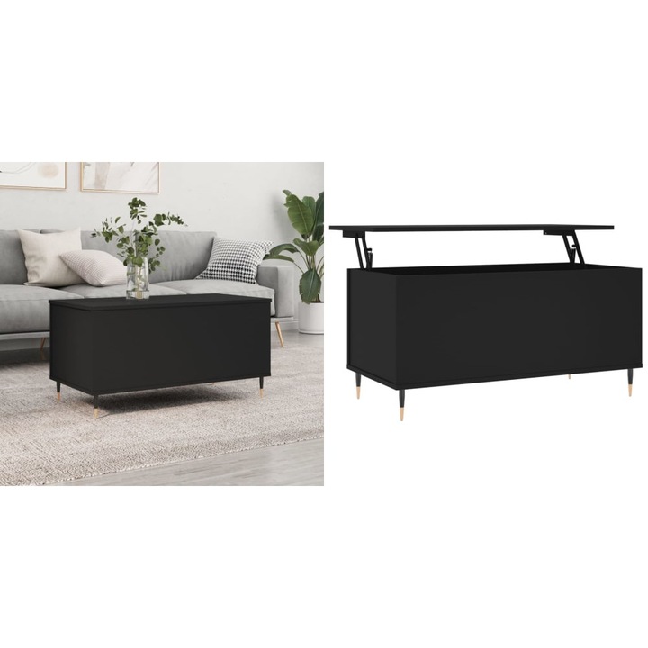 Masuta de cafea, negru, 90x44, 5x45 cm, lemn compozit