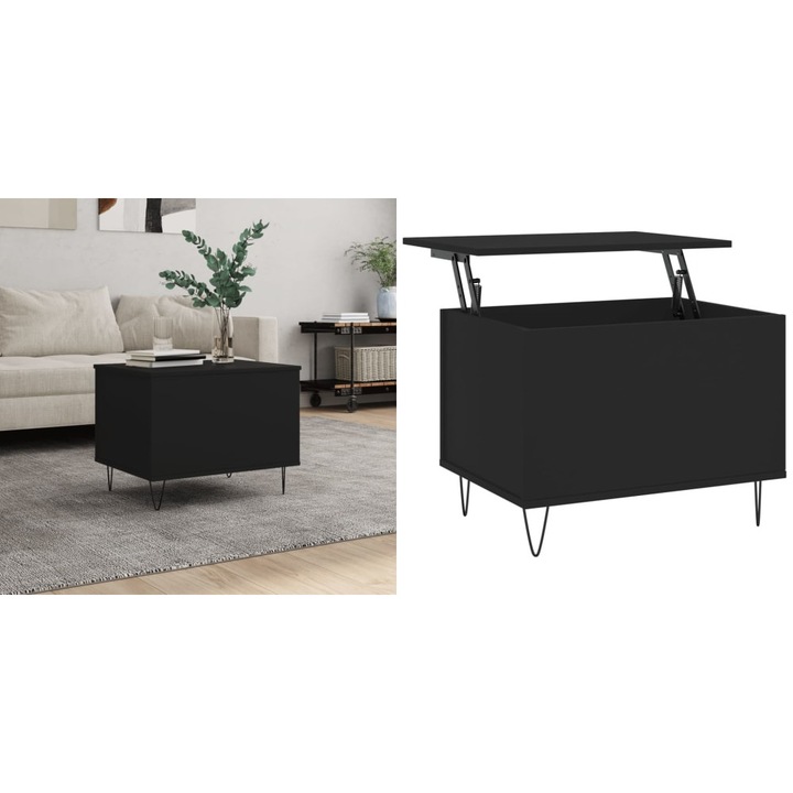 Masuta de cafea, negru, 60x44, 5x45 cm, lemn prelucrat