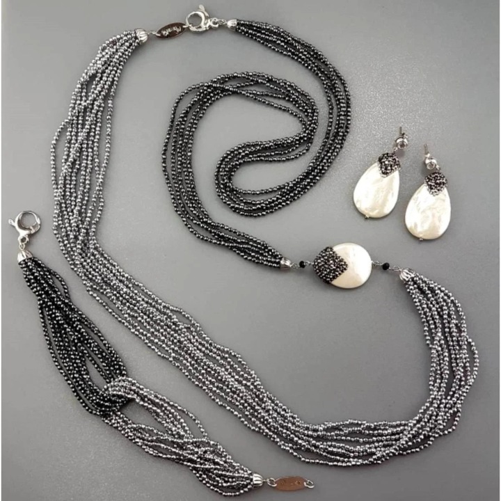 Set Pearl Drop din hematit natural