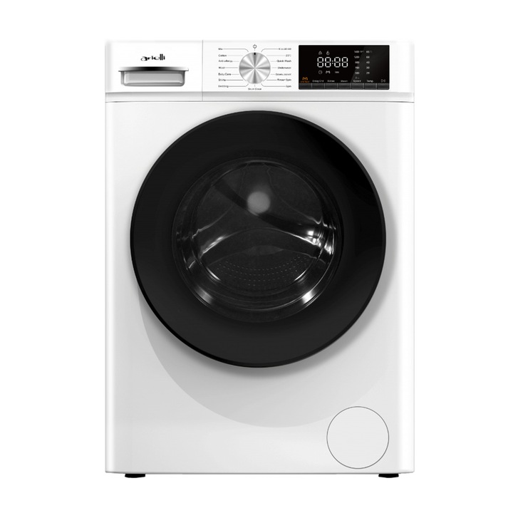 Masina de spalat rufe Arielli AWM80-14586W, cu motor inverter, functie de abur, alba, 8 kg, 1400 rpm