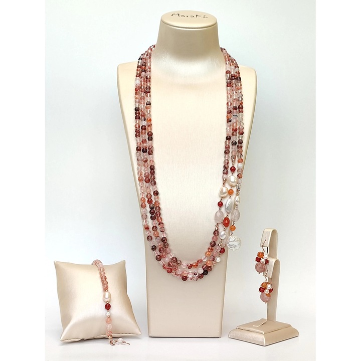 Set Armonia din cuart roz si perle