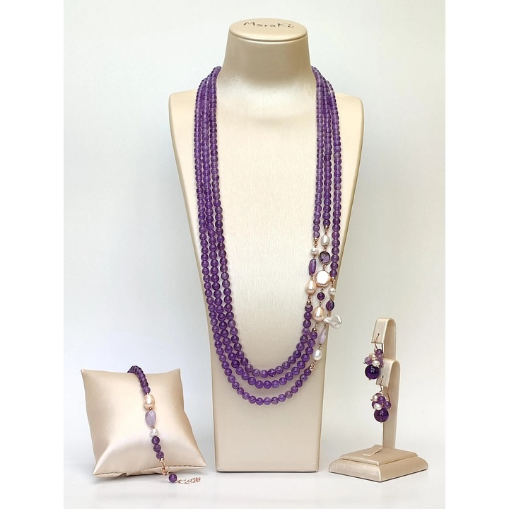 Set Armonia din ametist si perle