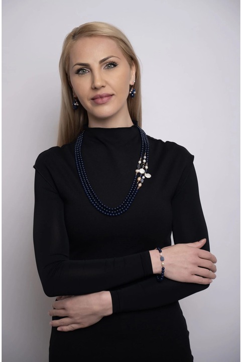 Set Armonia din agat albastru si perle