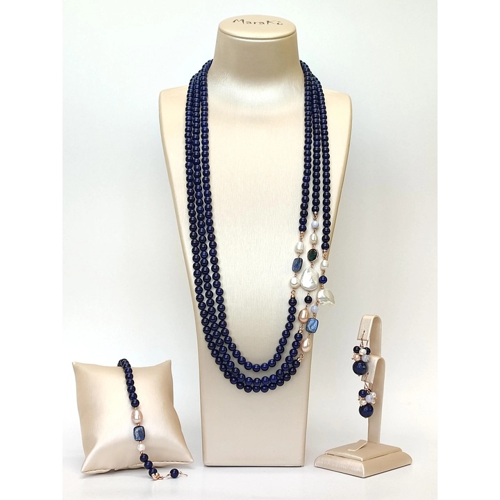Set Armonia din agat albastru si perle