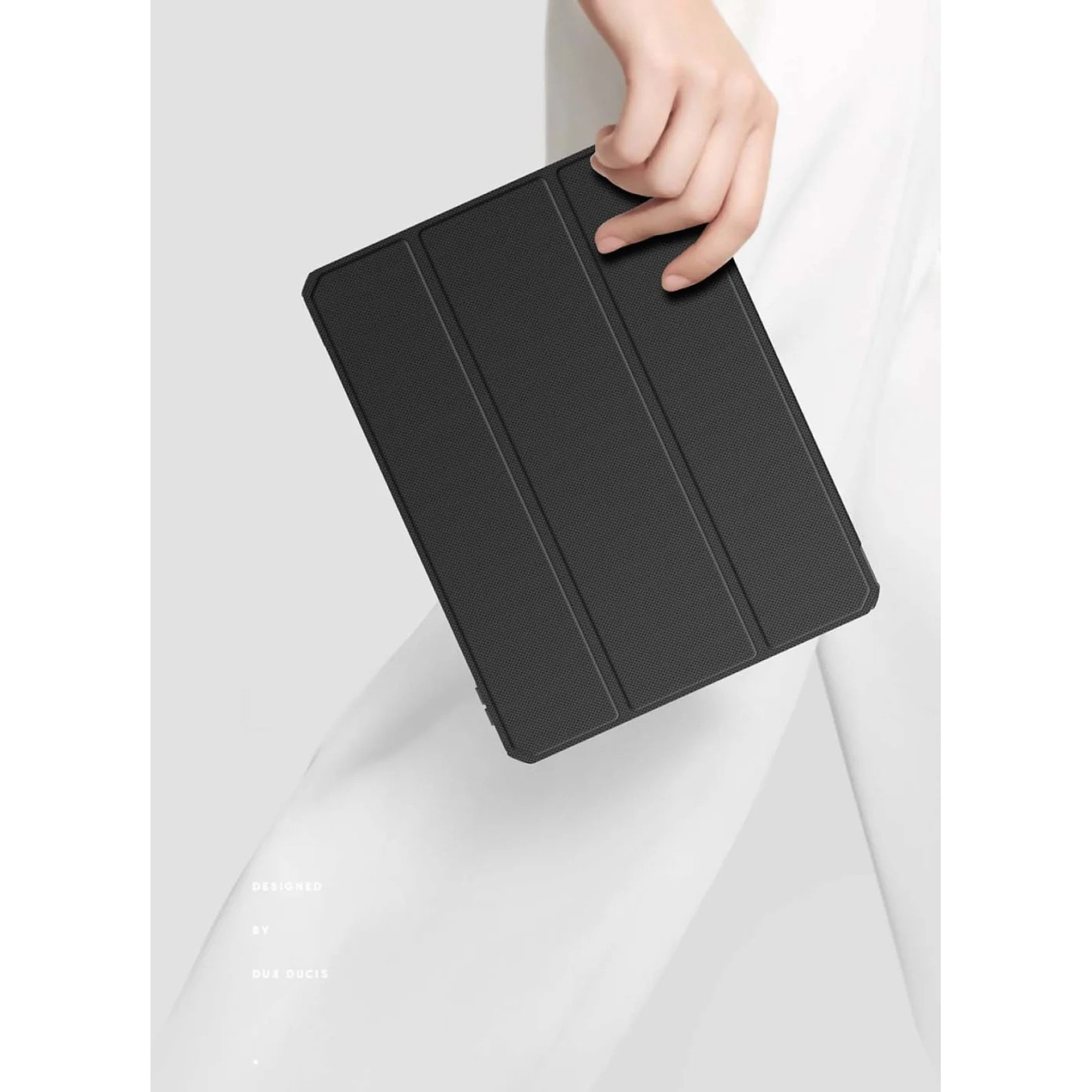 Husa Sigloo pentru tableta Lenovo Tab 10.1" 2025 TB311 – Slim, Tri-Fold Magnetic, Piele Ecologica, Suport Stylus, Spate transparent – Negru