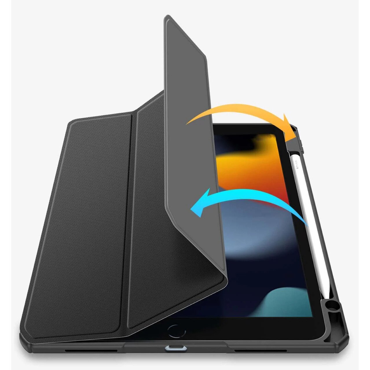 Husa Sigloo pentru tableta Lenovo Tab 10.1" 2025 TB311 – Slim, Tri-Fold Magnetic, Piele Ecologica, Suport Stylus, Spate transparent – Negru