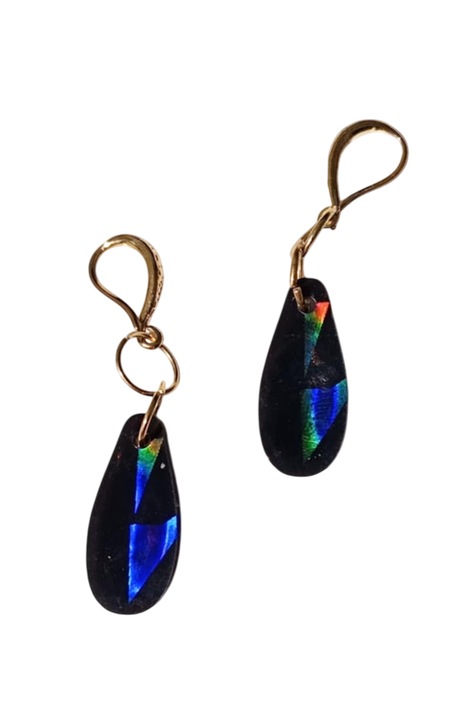 Cercei din rasina sintetica, realizati manual, multicolor, 4x1 cm