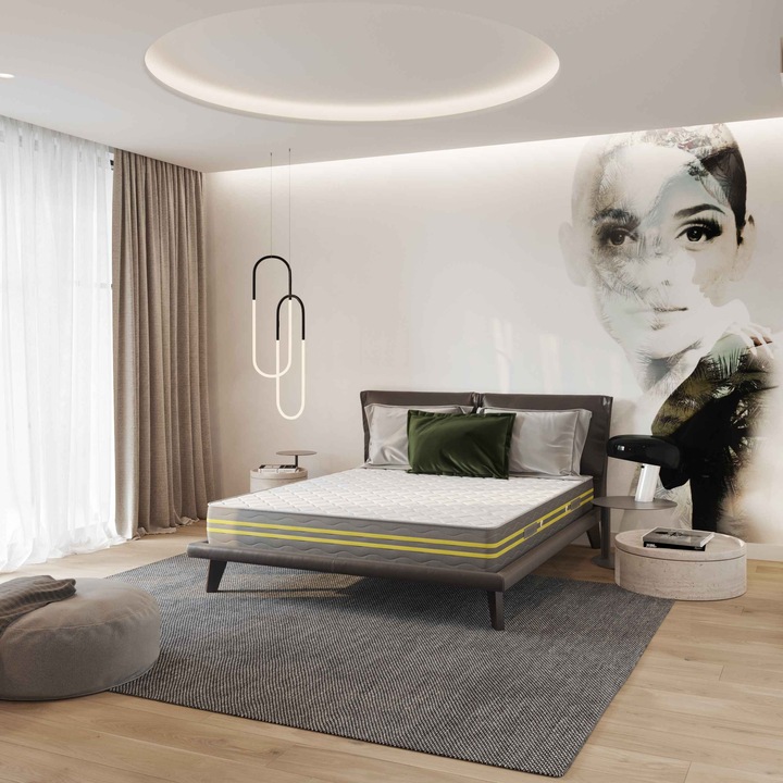 Saltea Super Ortopedica Premier Geladi 190x180 cm, Arcuri din otel carbon tip Bonnell, Fermitate medie