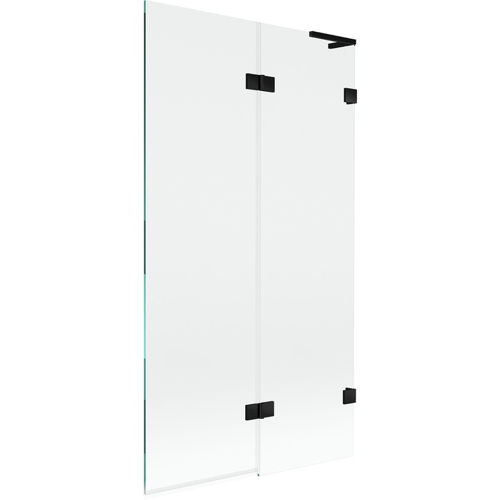 Mexen Lunar L paravan cada cu 2 usi rabatabile dreapta 100 x 150 cm, transparent, negru - 897L-100-100-70-00-P