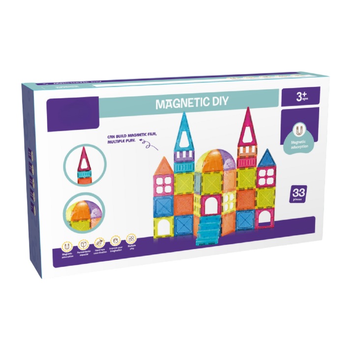 Set de constructie magnetic - 33 piese (7.5 cm)
