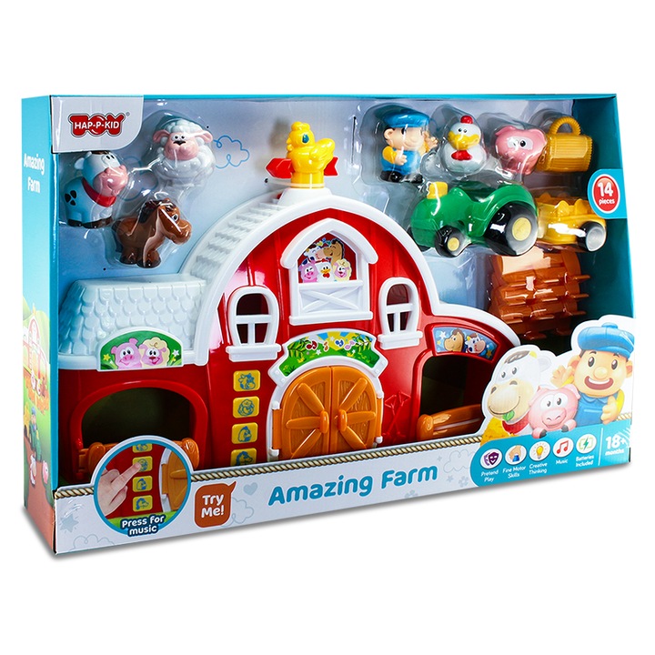 Jucărie interactivă, Little Learner, Ferma, cu figurine și tractor, multicolor, 60.3x38x10.5cm