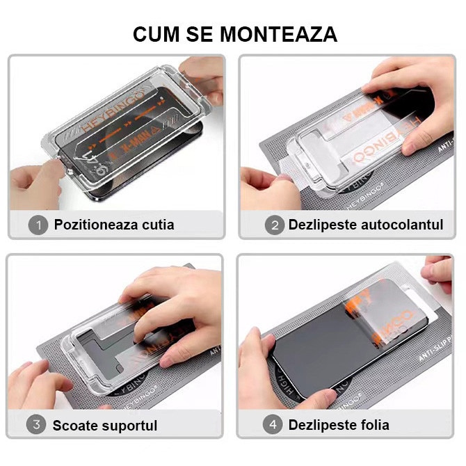 Folie Privacy Pentru Apple iPhone 13 HEYBINGO, Cu Kit de Aplicare Instanta si Functie Automata de Indepartare a Prafului, Sticla 9H, X-MAN, Rezistenta la zgarieturi, Protectie Ecran Premium