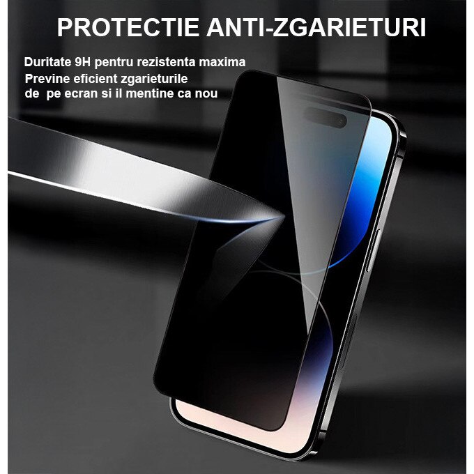 Folie Telefon Privacy Pentru Apple iPhone 16 HEYBINGO, cu Kit de ...