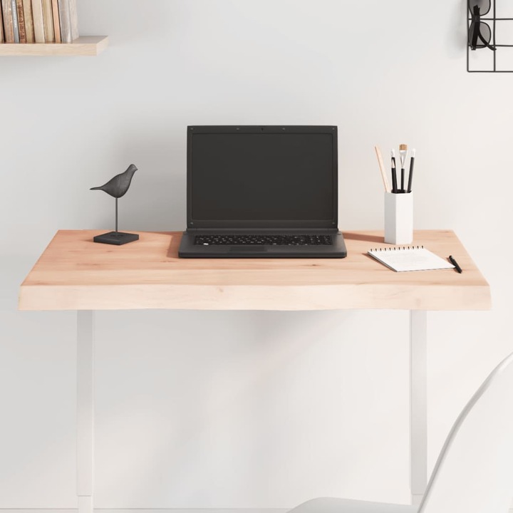 Blat masă Gossi, lemn stejar netratat, 80x40x(2-6) cm, margine organică