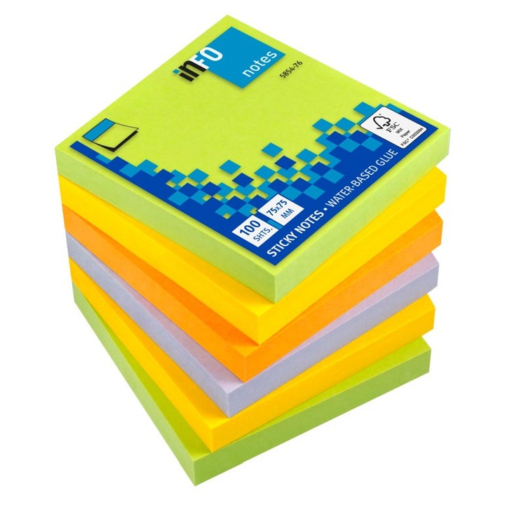 Notes adeziv Spring 75 x 75 mm - 100 file 5854-76