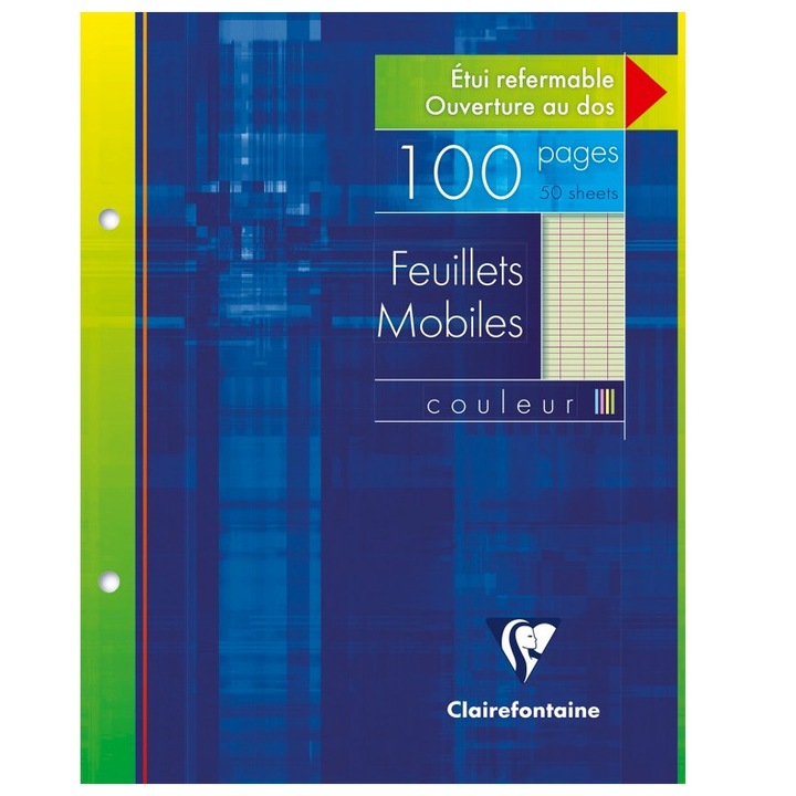 Mapa cu foi liniatura franceza, culoare vernil, A5+ (17 x 22 cm) 50 coli, 90 g, Clairefontaine