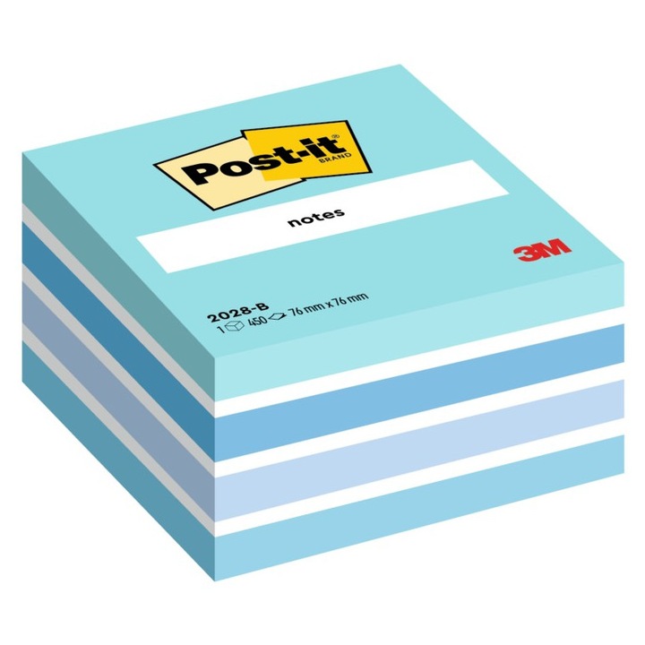 Cub notite adezive 76 x 76 mm 450 file cub Post-it, 100% PEFC SGSCH-PEFC-COC-110078