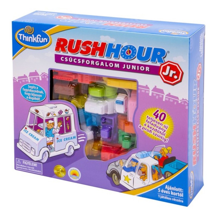 Joc educativ ThinkFun Rush Hour Junior, 1 jucător, provocări variate, plastic, 5 ani