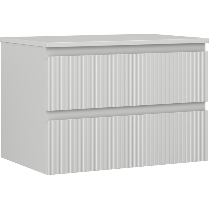 Mexen Rivel dulap baie pentru lavoar de 70 cm cu blat, 2 sertare, cu caneluri, gri mat - 91A20-07047-2-BFFC62