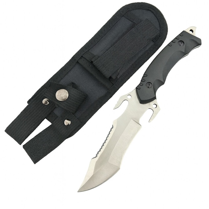 Cutit tactic, lama gri, otel inoxidabil, 25cm, design ergonomic