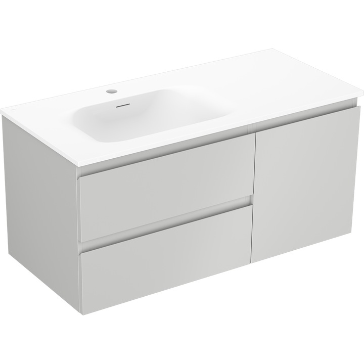 Mexen Orio dulap baie 100 cm cu lavoar Vela stanga, 2S, 1D, gri mat/alb mat - 91A13-10047-3-BBFFF62-W23L01