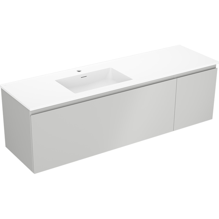 Mexen Orio dulap baie 160 cm cu lavoar Otis stanga, 1S, 1D, gri mat/alb mat - 91A13-16047-3-BBFF62-W18L01