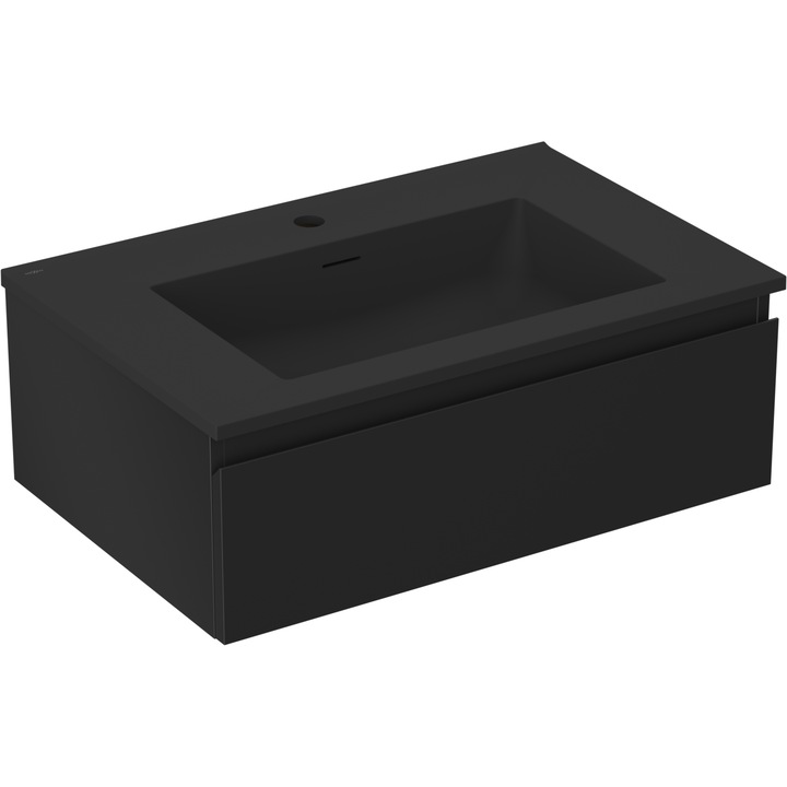 Dulap Mexen Orio pentru baie 70 cm cu chiuveta Otis, 1 sertar, negru mat - 91A10-07023-1-BF71-W18M71