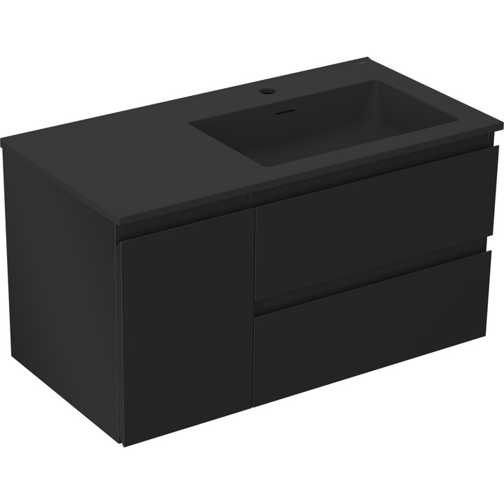 Mexen Orio dulap baie 90 cm cu lavoar Otis dreapta, 2S, 1D, negru mat - 91A13-09047-3-BBFFF71-W18P71