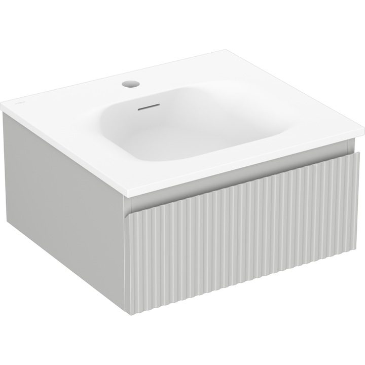 Mexen Rivel dulap baie 50 cm cu chiuveta Vela, 1 sertar, canelat, gri mat/alb mat - 91A20-05023-1-BF62-W23M01