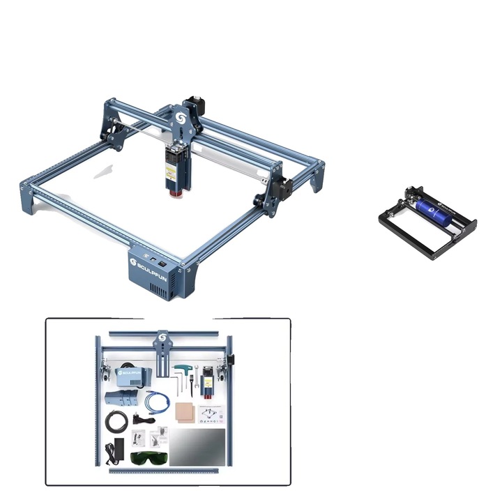 Masina de gravat cu laser S9, 410x420mm, set 1, precizie 0.01mm, compatibilitate materiale diverse