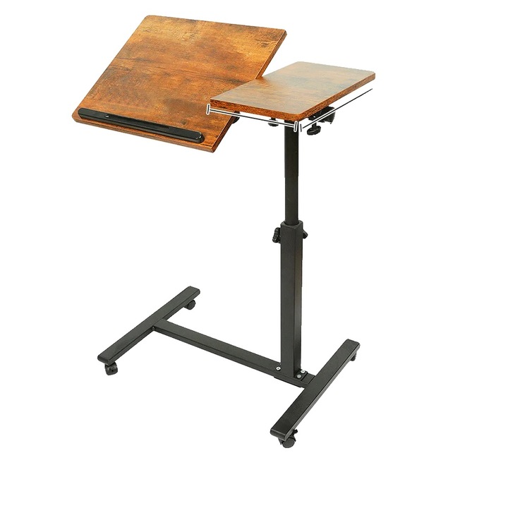 Странична маса, сгъваем дизайн, регулируема височина, оранжева, регулируеми размери