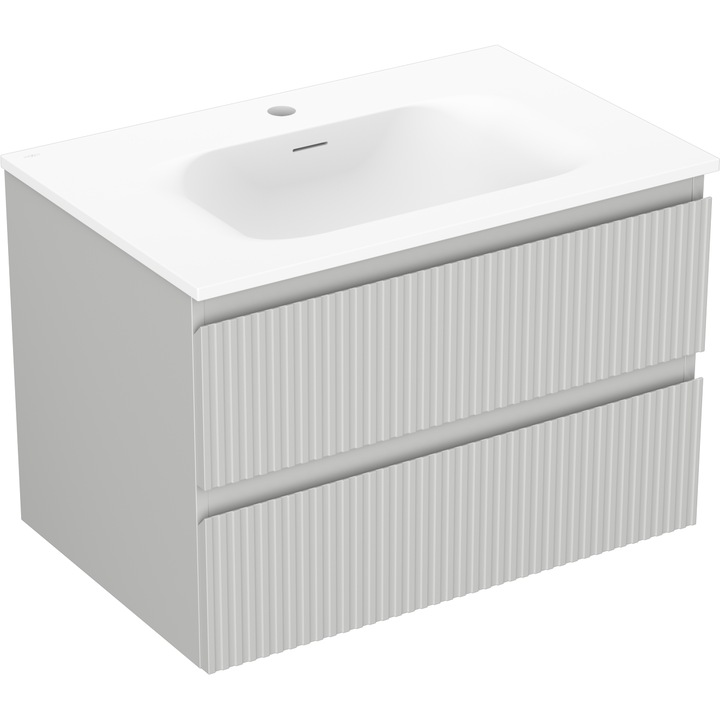 Mexen Rivel dulap baie 70 cm cu chiuveta Vela, 2 sertare, canelata, gri mat/alb mat - 91A20-07047-2-BFF62-W23M01