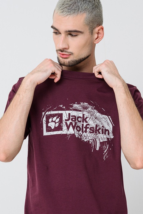 Jack Wolfskin, Kerek nyakú mintás póló, Bíborszín