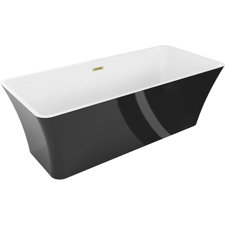 Mexen Tonia cada freestanding 170 x 75 cm, alb/negru, preaplin auriu periat - 52171707575-55