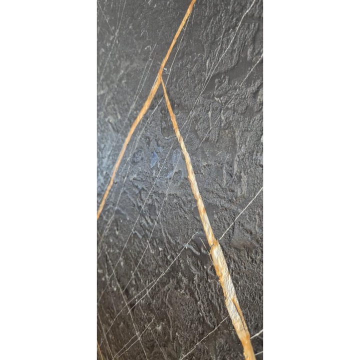 Panou decorativ PVC, imitatie piatra, negru, impermeabil, ignifug, rezistent la abraziune, 2700x1200x3 mm, 3.24 mp suprafata acoperita