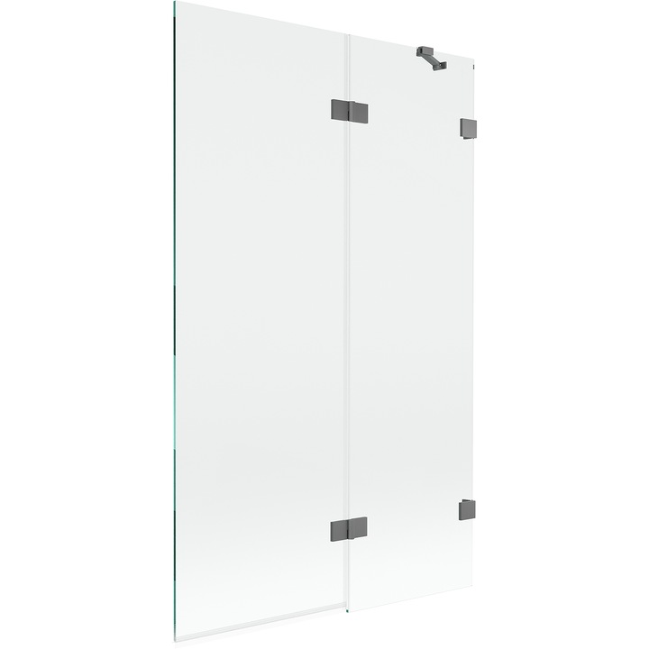 Paravan de baie Mexen Lunar, 2 uși batante, transparent, gun metal, 110x150cm