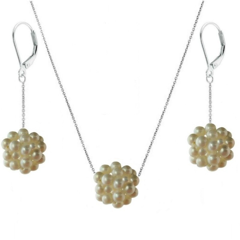 Set Argint Bulgaras cu Perle Naturale Albe