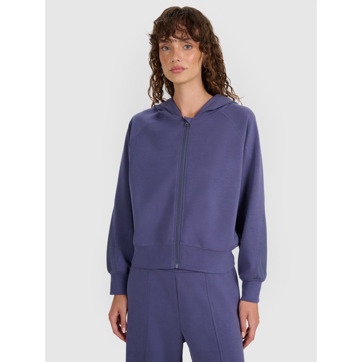 Rövidített kapucnis pulóver 4F, 74379, Denim kék