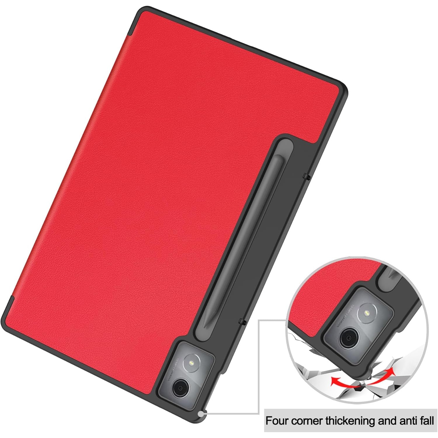 Husa Sigloo pentru Lenovo Idea Tab Pro 12.7", Slim, Tri-Fold, Piele Ecologica, Rosu