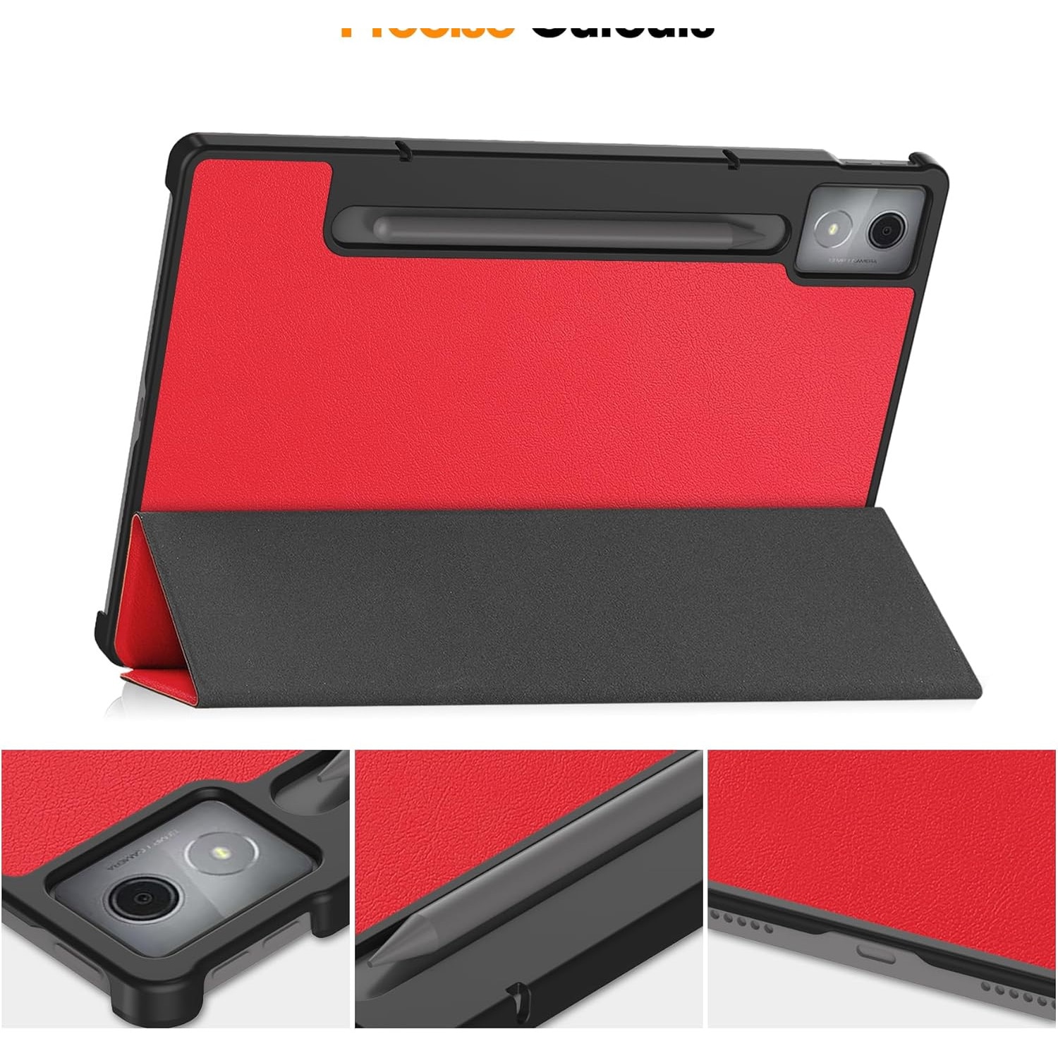 Husa Sigloo pentru Lenovo Idea Tab Pro 12.7", Slim, Tri-Fold, Piele Ecologica, Rosu