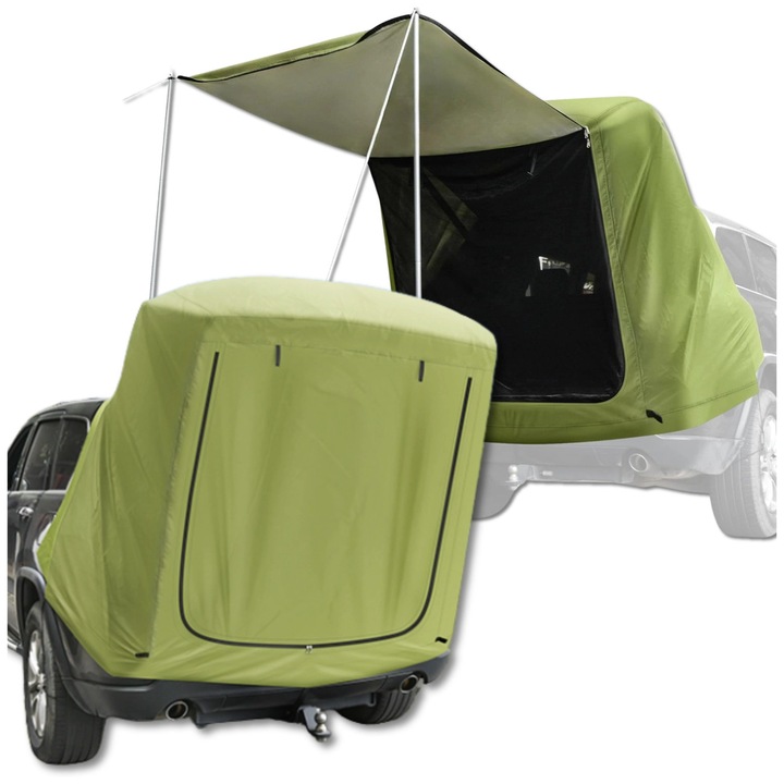 Cort pentru portbagaj de masina impermeabil pentru 2 persoane, Edibazzar, verde, dimensiuni 60x15x15cm, material Oxford 210T
