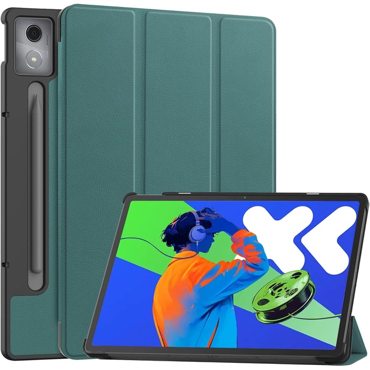 Husa Sigloo pentru tableta Lenovo Idea Tab Pro 12.7" – Slim, Tri-Fold Magnetic, Piele Ecologica, Stand Reglabil, – Verde