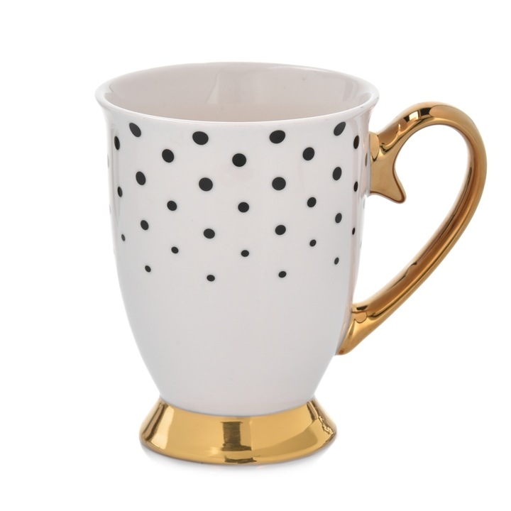 Cana cu talpa 300ml, portelan, buline, AMBITION Diana Gold