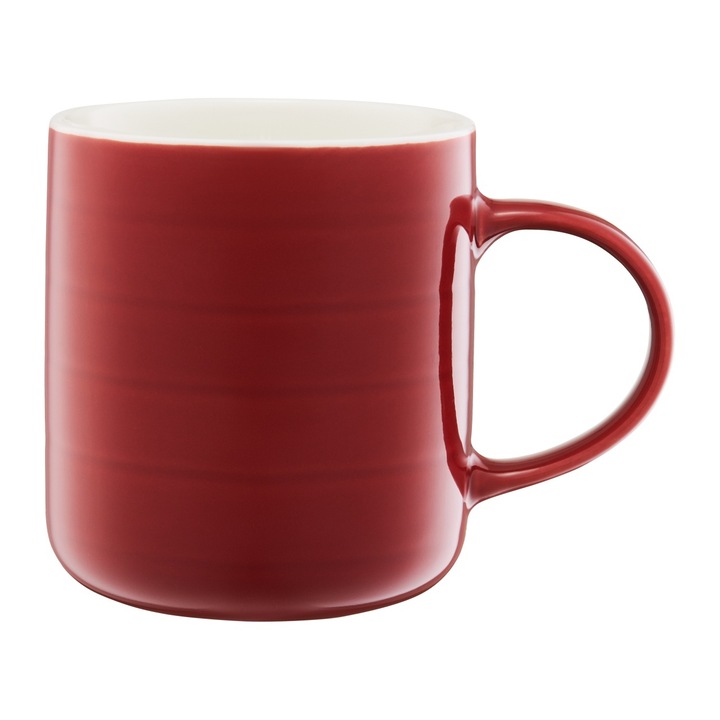 Cana portelan Ambition Piano, 340ml, rosu, design modern, forma eleganta