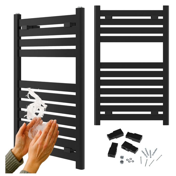 Radiator Baie Granitan ENZO, 800x500mm, Negru, 327W, 11 Elemente